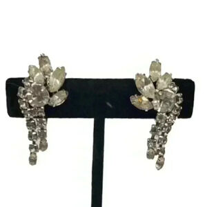 Vintage Earrings Rhinestone 1950s signed Duane Dangle Bride Glam Euphoria Screw